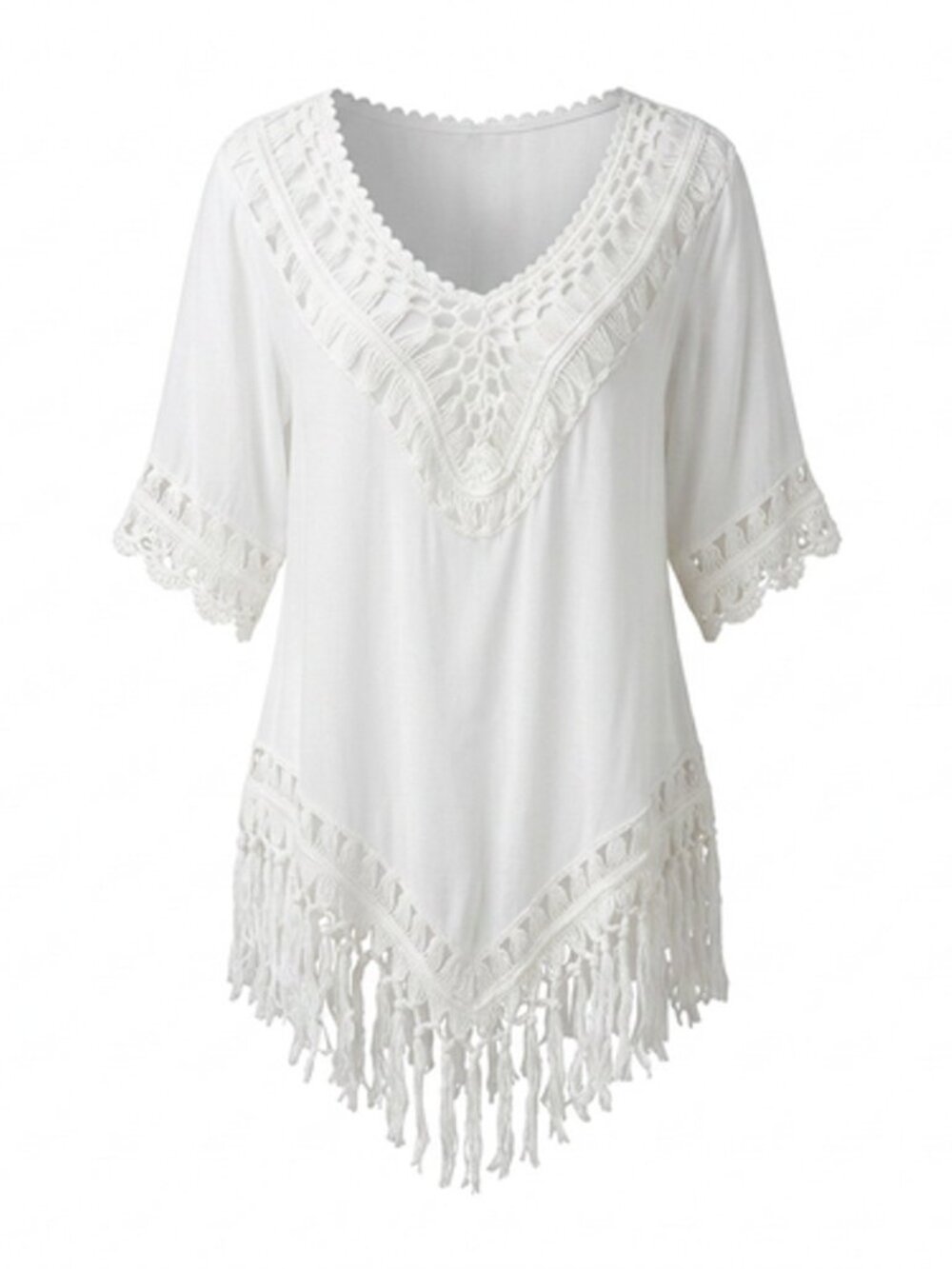 Vivid Womenโs Blouse With Braided Tassles Sz L